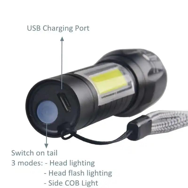 Image of LED Torch Rechargeable, Super Bright Adjustable Focus Flashlight, 3 Lighting Modes, Long Battery Life, Waterproof Pocket Size Torch for Power Cuts, Emergency, Camping, Hiking, Outdoor (Single Torc
