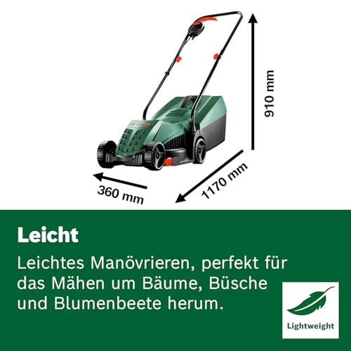 Bosch kabelgebundener Rasenmäher EasyRotak 32-235 (1200-W-Motor, Schnittbreite: 32 cm, 31-Liter-Grasfangkorb, optimal für kleinere Gärten)