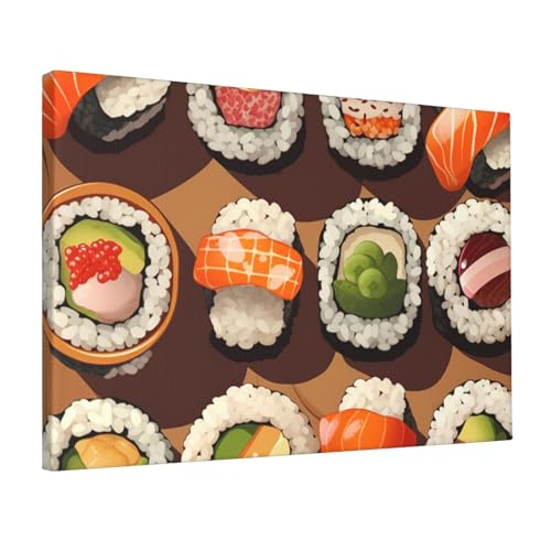 Toile murale moderne sushis pour raviver un mur blanc de cuisine ou chambre