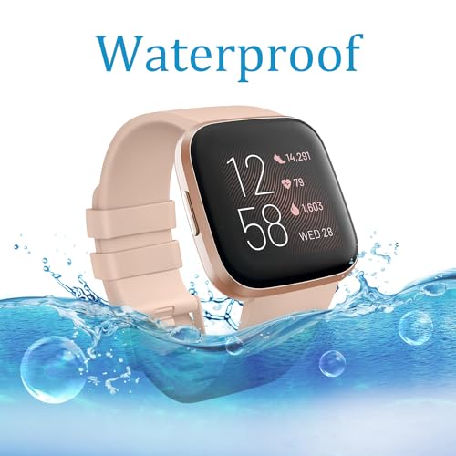 Strap for Fitbit Versa 2 Straps/Fitbit Versa Strap/Fitbit Versa Lite Strap for Women Men, Silicone Sport Classic Replacement Straps Compatible with Fitbit Versa Lite/Fitbit Versa 2(L,Pink Sand) - Image 3