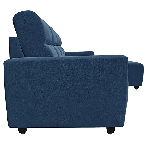 Image of Wakefit Sofa Set for Living Room | 3 Year Warranty | L Shape Sofa, Sofa Set, Wooden Sofa Set for Living Room, 3 Seater Sofa + Right Aligned Chaise - Belize (Fabric, Cobalt blue)