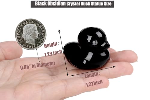 Figura decorativa de pato en obsidiana negra miniatura 4