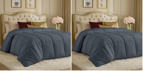 Image of Utopia Bedding Comforters Queen Size, All Season Duvet Insert, Down Alternative Box Stitched Bed Comforter with Corner Tabs, Machine Washable (Grey) (Pack of 2)