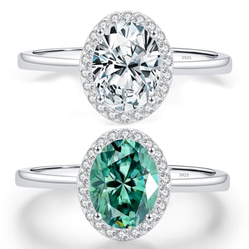 Fashion 2ct 7x9MM Oval Moissanite Ring for Women Laboratory Diamonds S925 Silver Anniversary Rings Jewelry 5