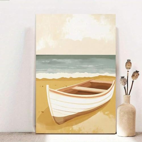 Toile d'art océanique avec illustration de bateau vintage 80x120cm