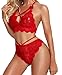 Namifin Lingerie for Women for Sex Play Set,lingerie Lace Babydoll 2 Piece Sexy Bra and Panty Sets Red Large