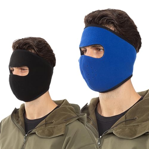 LYQQY Winter Winddichte Maske, 2 Stücke Winter Kalt Beweis Maske Outdoor Sports Winddicht Ski Gesichtsmaske Winddicht, Anti-Staub, Motorradmaske für Motorrad, Radfahren, Skifahren, Schwarz,Blau