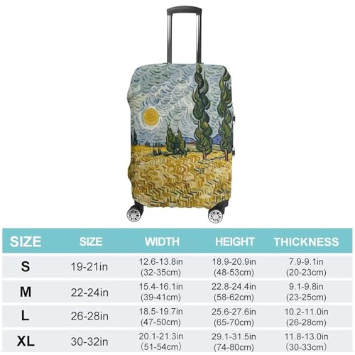 Suitcase Covers for Luggage Washable Luggage Cover Wheat Fields And Cypress Trees Luggages Wheel Covers Elastic Travel Carry On Suitcase Cover Travel Luggages Protector Sleeve Fit 29-32 Inch M2