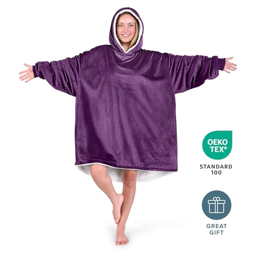 Image of Bare Home Wearable Blanket Hoodie - Soft Plush Sherpa - Warm and Cozy - Oversized Wearable Blanket