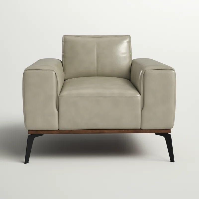Image of LEGACY OF COMFORT Conley Leather Armchair Lounger Armchair Sofa One Seater Sofa for Living Room Offices Hotels (Ash Green, One Seater)