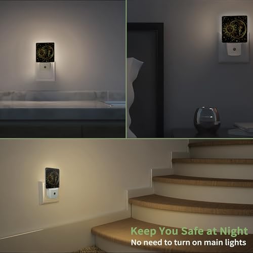 Image of Witch Sun Moon Night Light, Zodiac Night Light Plug into Wall with Dusk to Dawn Sensor, LED Lamp Energy Saving Lights for Men Women Boys Girls,Lamp for Bedroom Bathroom Hallway