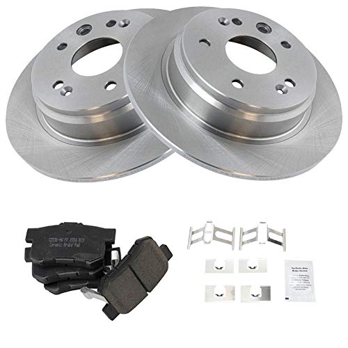 Image of TRQ Rear Brake Pad and Rotor Set Ceramic Solid Rotors | For 1999-2003 Acura TL