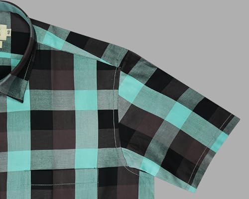 Image of GHPC 100% Cotton Checkered Half Sleeves Regular Fit Formal Shirt for Men