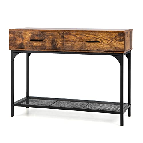 Mesa consola de madera para solucionar la falta de espacio en el recibidor