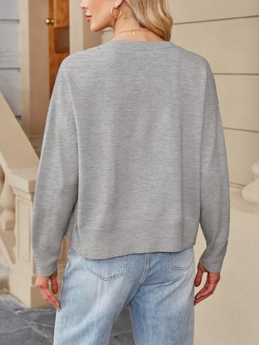 Dokuritu Cardigans for Women Long Sleeve Crew Neck Lightweight Button Down Fall Knit Sweater Cardigan Y2k Open Front Top2