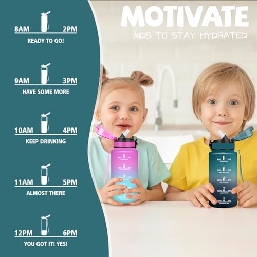 Trinkflasche 500ml, Wasserflasche, Trinkflasche mit Strohhalm Kinder, Auslaufsicher, Wasserflasche mit Strohbürste und Topfbürste, Leicht zu Reinigen, Water Bottle für Schule, Büro, Fitness, Outdoor