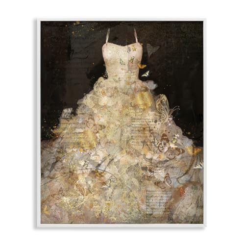 Stupell Industries Detailed Evening Gown Dress Text Collage Butterflies, Design by Marta Wiley