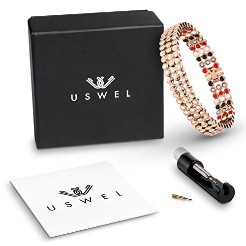 Uswel Lymph Drainage Magnetic Bracelets For Women - Anti-Swelling Dynamic Magnetic Therapy Bracelet For Women - Titanium Steel Magnetic Bracelet With 139Pcs Minerals, Jewelry Gifts #TOP6