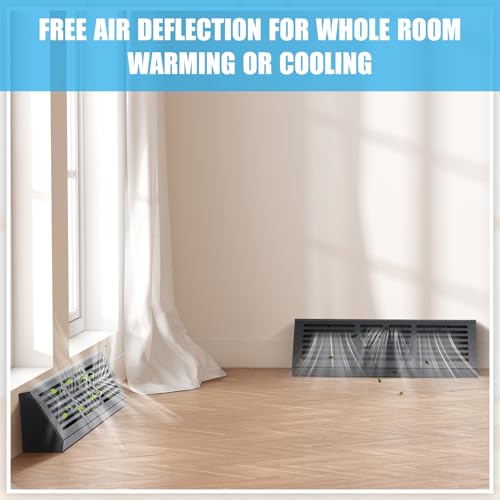 Yaocom 18 Inch Baseboard Register Duct Opening Size Vent Covers for Home Floor Diffuser Wall Corner Baseboard Air Covers Floor Diffuser Including Screws Easy Installation (Black) by Yaocom - Used condition - Image 5