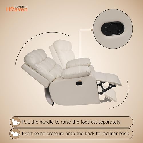 Image of Lumina 1 Seater Recliner | Single Sofa Chair for Living Room Comfort | Ergonomic Design (Leatherette - Beige)