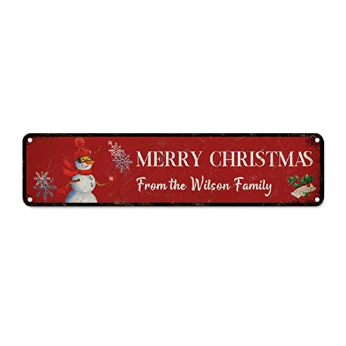 Panneau en métal vintage Merry Christmas en aluminium rouge durable