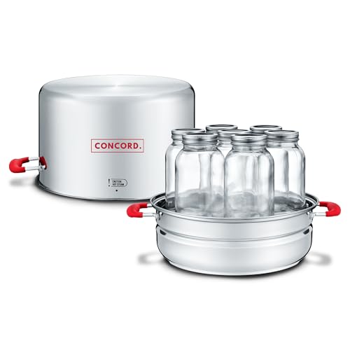 Concord Stainless Steel Turbo Steam Canner Canning Steamer Pot Set. Includes Canning Rack and Mason Jars (Induction Compatible).