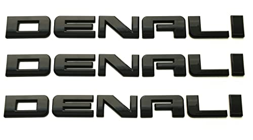 Image of 3pcs Denali Nameplate Emblems Badge Replacement for Gm 07-16 Yukon Sierra Terrain (Glossy Black)