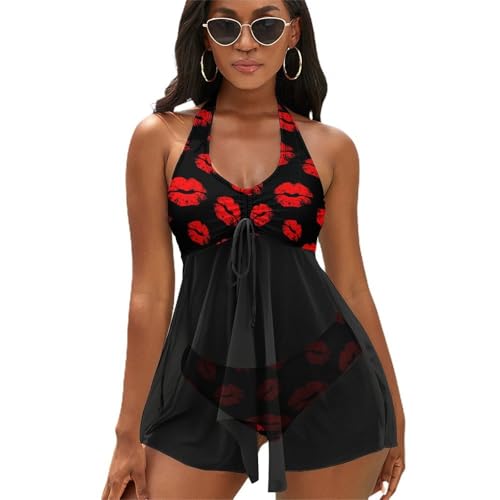 Tankini Shiba Inu con cuello halter ajustable y estampado textil de alta duración 1