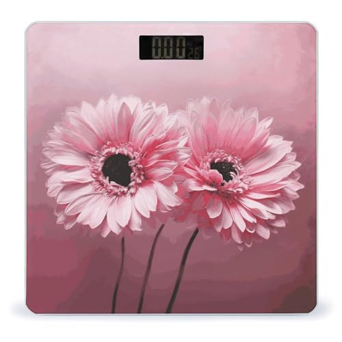 Báscula de baño digital con diseño floral rosa miniatura 1