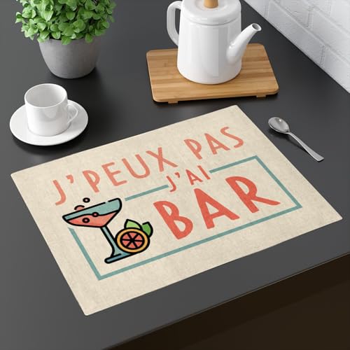 Sets de table en lin j'peux pas j'ai bar, idée cadeau originale apéro - 3