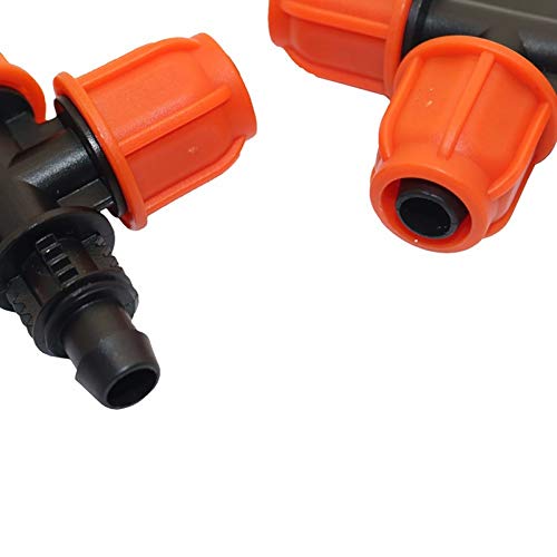 Connector 3/8" 3-Way Hose Connector Lock Nut Pipe Tee Joint Agriculture Greenhouse Irrigation Fittings Garden Accessories 50 Pcs (Color : Black, Diameter : 3/8'')