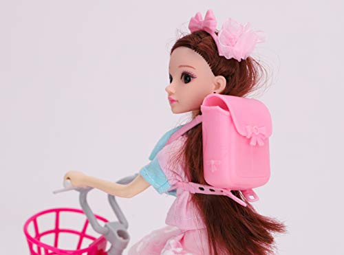Toyland® 30 cm große Puppe auf dem Fahrrad, Spielset – inklusive Rucksack, Ringen und Stirnbändern (Poppy’s Playtime)