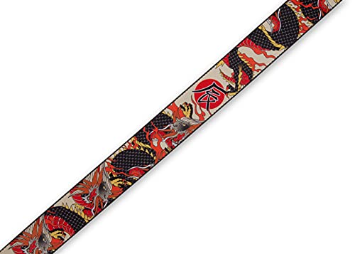 Levy's Leathers MPD2 Alça de guitarra de poliéster de 5 cm de largura com motivo de dragão tradicio