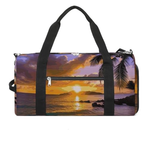 Gym Bag for Men Women Travel Duffle Bag Lightweight Weekender Duffel Bag Tropical Hawaii Palm Tree Carry on Bag