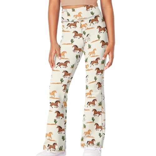 Horse Girls Flare Leggings Casual Bootcut Yoga Pants for Kids High Waisted Bell Bottoms for Summer Spring3