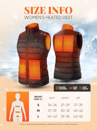 NDEOSO Women's Heated Vest with 12000mAh Battery and APP-Controlled Heat Settings