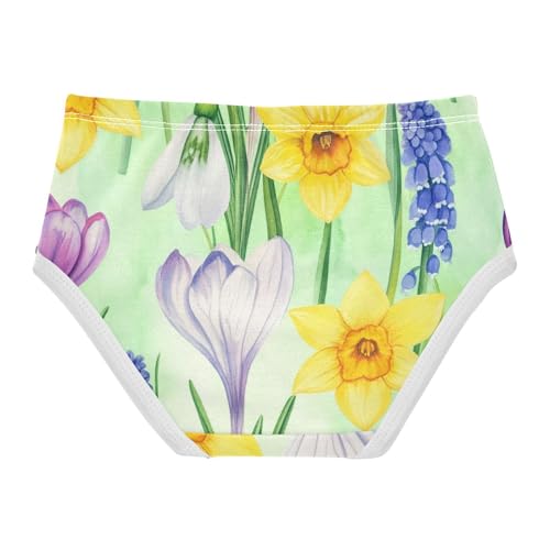 Cotton Girls Underwear Toddlers Watercolor Spring Flowers Green Girl Panties Cute Animals Underpants Briefs 2t2