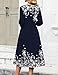 Zeagoo Plus Size Midi Dresses for Women 2026 Flowy Aline Beach Sundress Casual Loose Tshirt Dress with Pockets 3/4 Sleeve Crewneck Swing Dress Navy Blue Floral