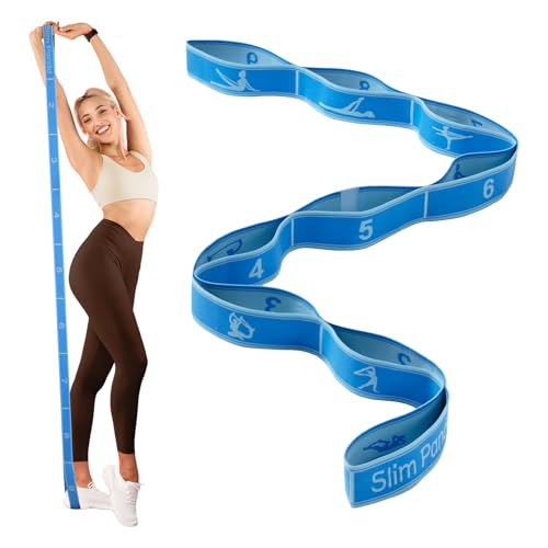Slim Panda Yoga Stretching Strap mit 9 Schlaufen (120g) - Ultra-Leichtes Stretchband aus Hochwertiger Polyester-Baumwolle für Effektives Yoga, Fitness & Dehntraining