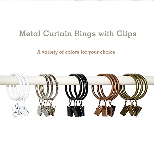 15 Pack Curtain Rings With Clips, Antique Copper Curtain Clips Metal Rings 1.5" Inner Diameter Size Suitable For 1.25" Curtain Rod, Curtain Hanging Loop Rings With Clips Window Hardware For Drapes #TOP6