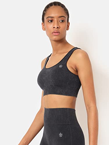 Image of Women's Nylon Lightly Padded Wire Free Sports Sports Bra (CS601384S Black S)