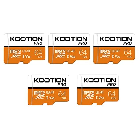 [1-Yrs Free Data Recovery] KOOTION 64GB 5-Pack Micro SD Card, 4K Camera Pro, UHD Video for GoPro, Action Camera, Drone, Smartphone, R/W up to 90/35MB/s MicroSDXC Memory Card UHS-I U3 A1 V30 Cover