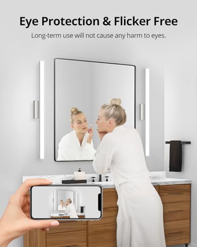 Image of Combuh Modern Vanity Lights for Bathroom Over Mirror, Wall Mounted Sconces | 36 Inch Extra-Long, Chrome, Gentle Shadow Free, Linear Lamp Bar, IP44 Rust-Resistant, Simple Slim, Daylight 6000K, 1 Pack