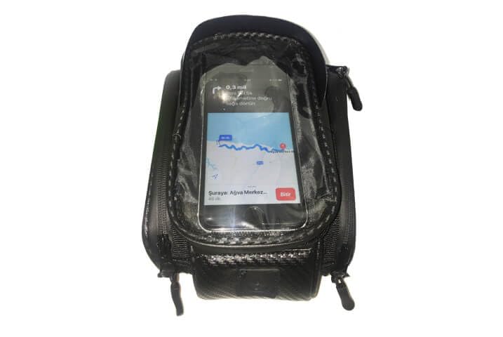 Zozo -" Kadro Üstü Heybe - Su Geçirmez/Telefon Konulabilir - Siyah (Yeni Model)