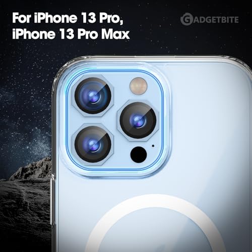 Image of GadgetBite Snaptra Octagon Lens Protector Compatible With iPhone 13 Pro & iPhone 13 Pro Max - 9H Tempered Glass Camera Cover with Metal Ring, Scratch-Resistant,Camera Lens Protection - Sierra Blue