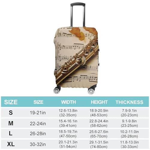 Flute Music Luggage Cover, Washable Elastic Suitcase Cover Protector Fit 18-32 Inch Luggage2