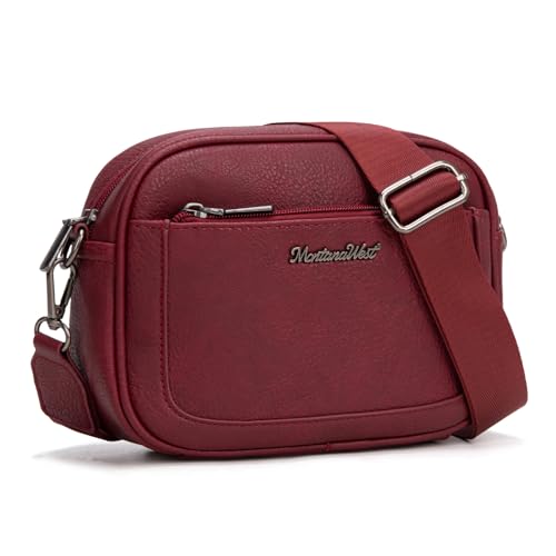 Image of Montana West Crossbody Bags for Women Cow Print Purse Triple Zip Shoulder Handbags with Wide Strap