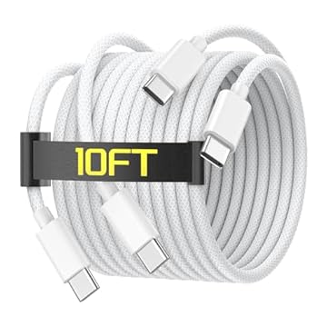 [Certificado MFi] Cabo de carregamento USB C para USB C de 3,5 m para iPhone 16/16 Plus/16 Pro/16 Pro Max/15/15 Plus/15 Pro/15 Pro Max/Galaxy/Pixel, pacote com 2 cabos de carregador 60W tecido para