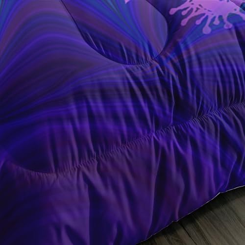 Image of AILONEN Bohemian Mandala Pattern Comforter Set Queen Size, Vintage Pattern Bedding Set for Kids Girls Boys,Purple Bed in a Bag,3 Pieces, 1 Quilt and 2 Pillowcases