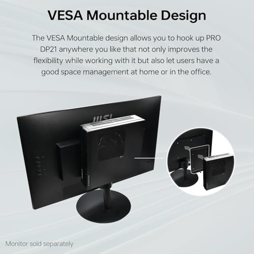 Image of msi PRO DP21 Mini Desktop Computer | 13th Gen Intel 4-Core Processor | 8GB RAM | 512GB SSD | 2-Monitor Support 4K | HDMI | RJ-45 | Wi-Fi | Wired Keyboard & Mouse | Windows 11 Pro | Black